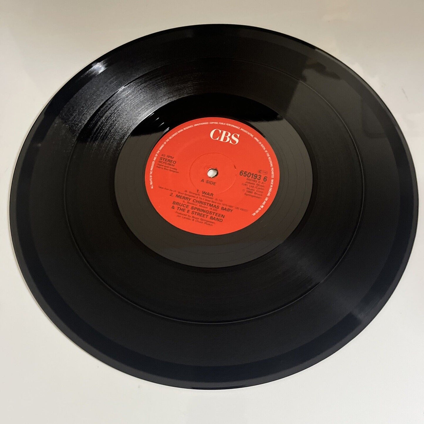 Bruce Springsteen & The E Street Band – War 12" Vinyl Record 1986 CBS 45 RPM