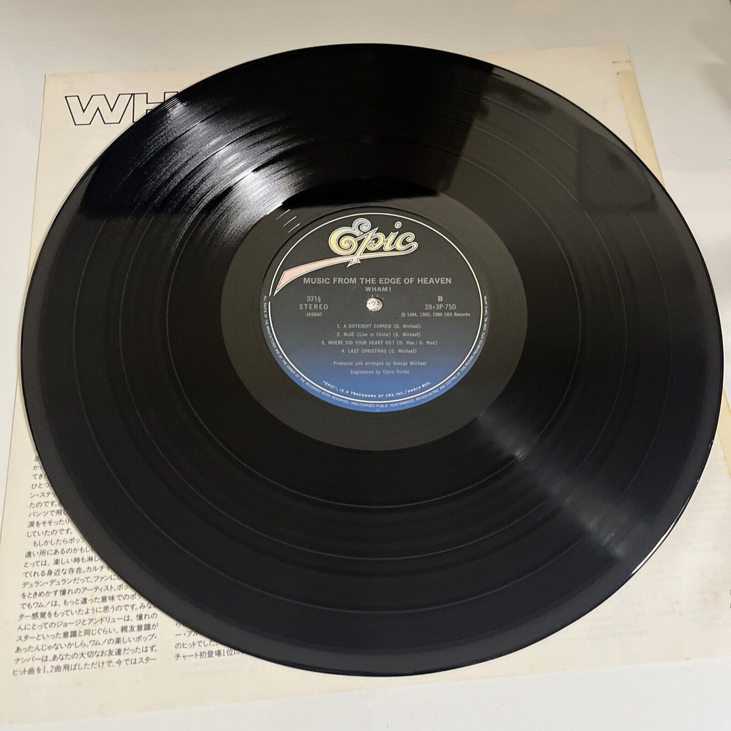 Wham! – Music From The Edge Of Heaven 1986 LP Vinyl Record Obi Epic 28-3P-750