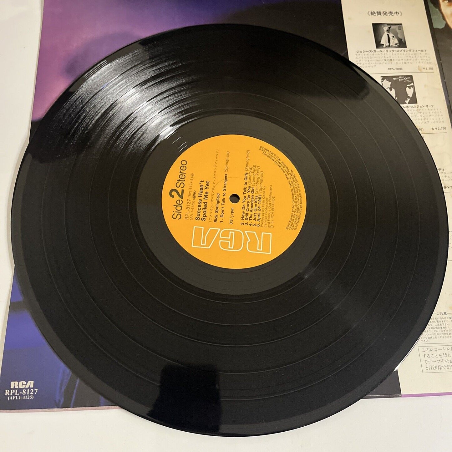 Rick Springfield – Success Hasn't Spoiled Me Yet 1982 LP Vinyl Record Obi Japan