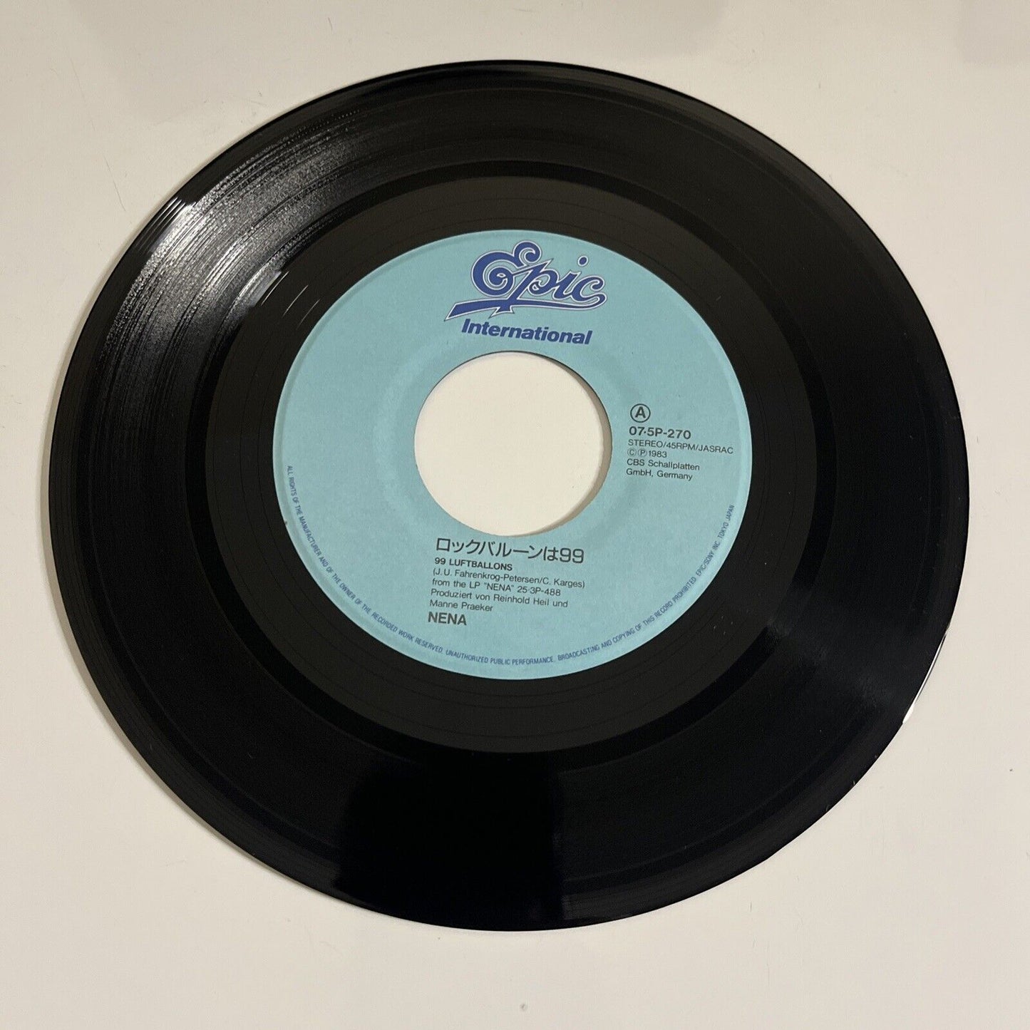 Nena 99 Luftballons 7" Vinyl Record 1984 Japan Epic 07-5P-270