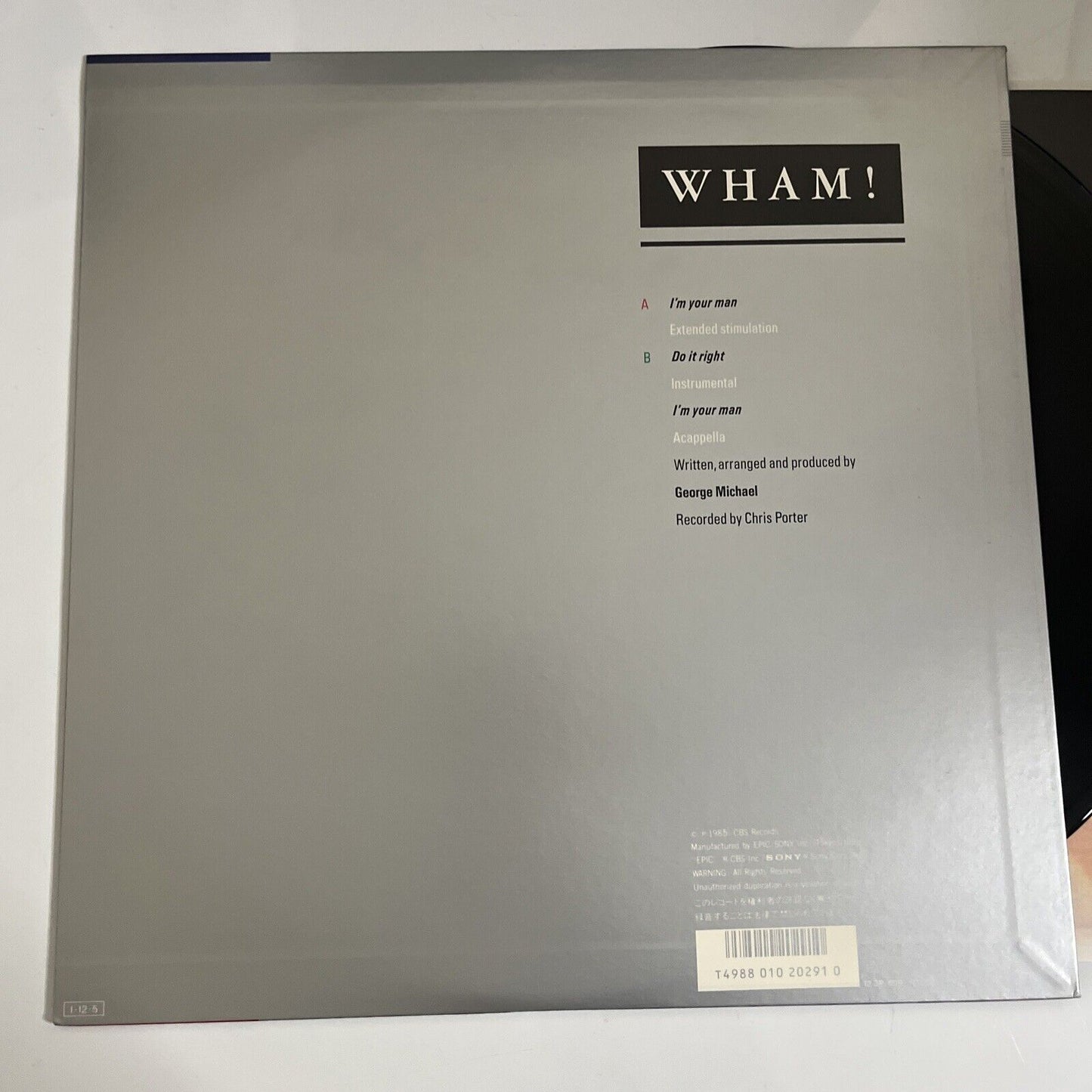 Wham! – I'm Your Man 1985 Vinyl 12" Record 45RPM Epic 12-3P-699