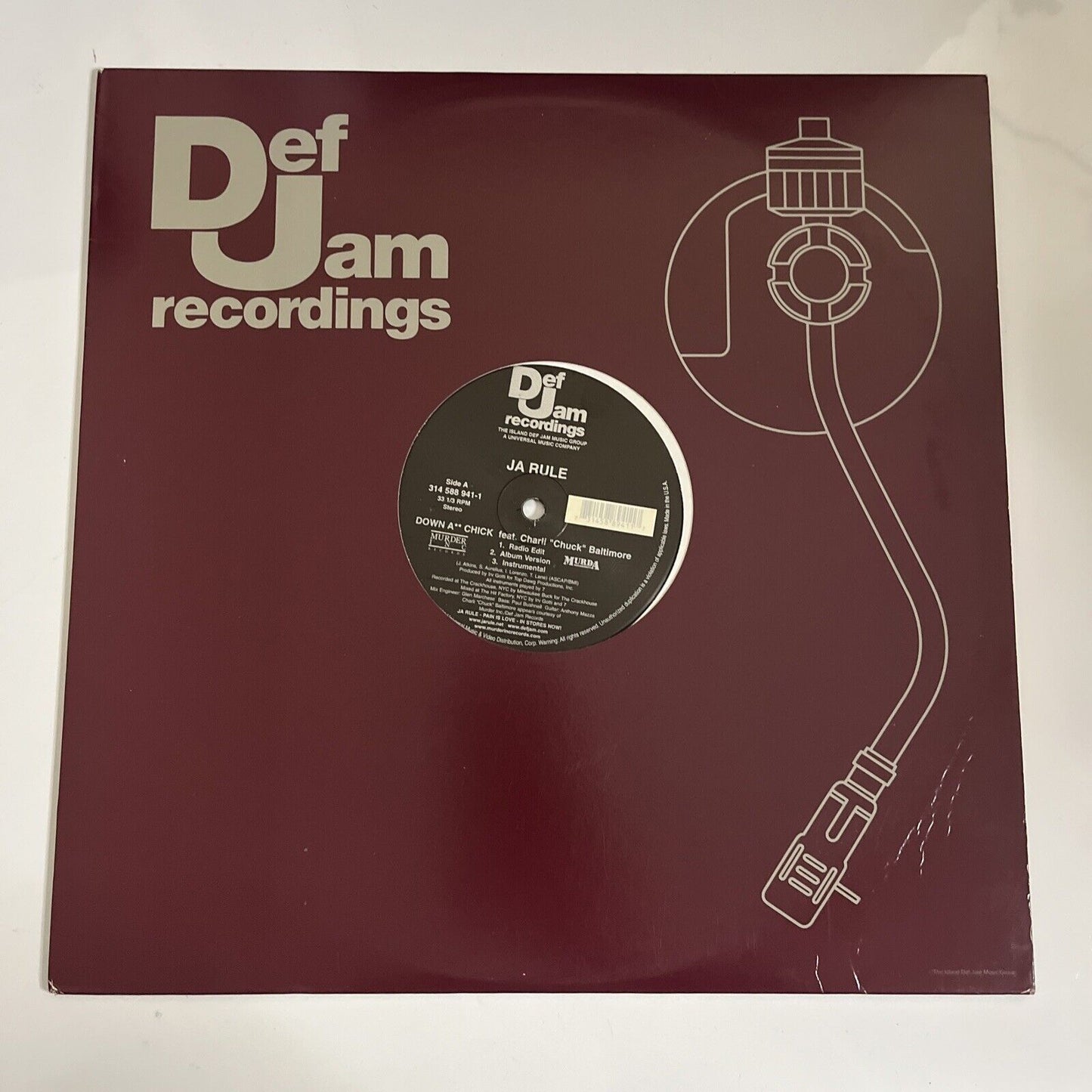 Ja Rule – Down A** Chick / Smokin And Ridin Vinyl 12" Record 2001