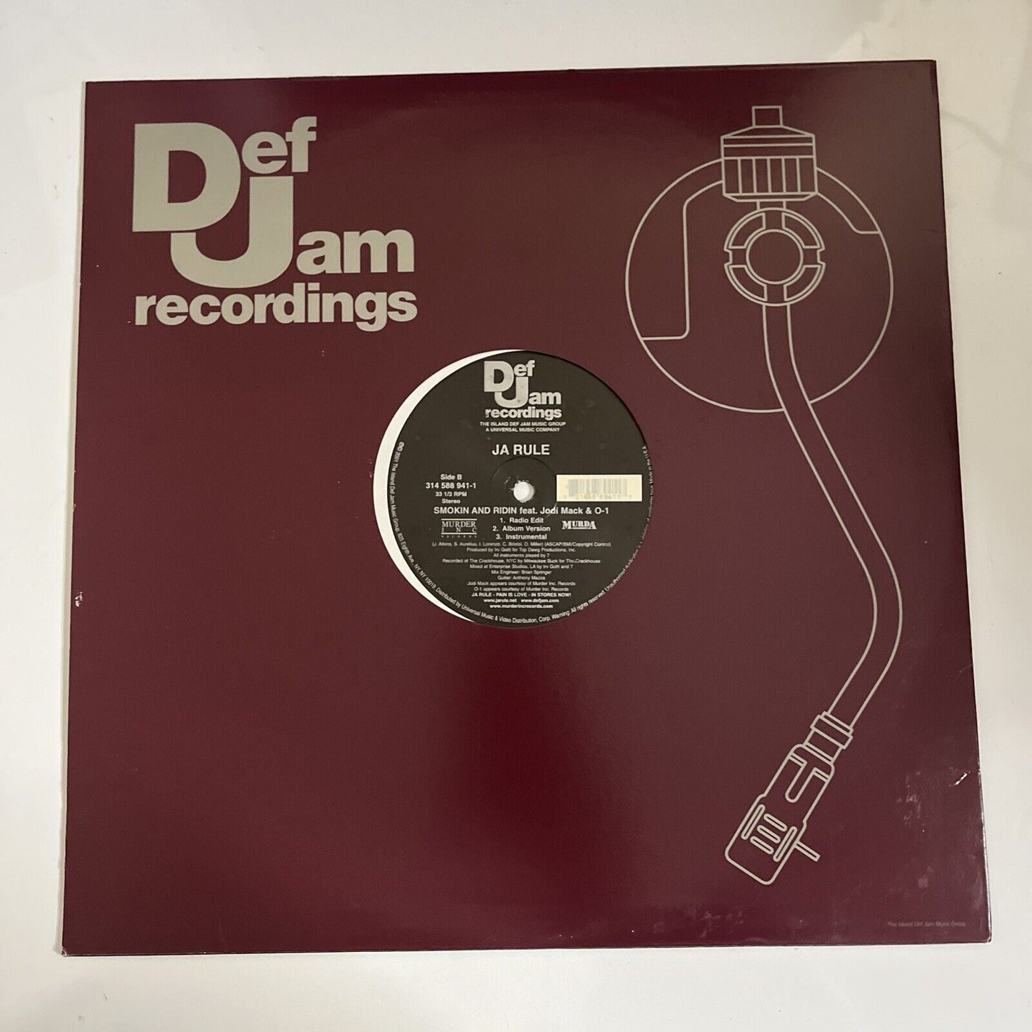 Ja Rule – Down A** Chick / Smokin And Ridin Vinyl 12" Record 2001