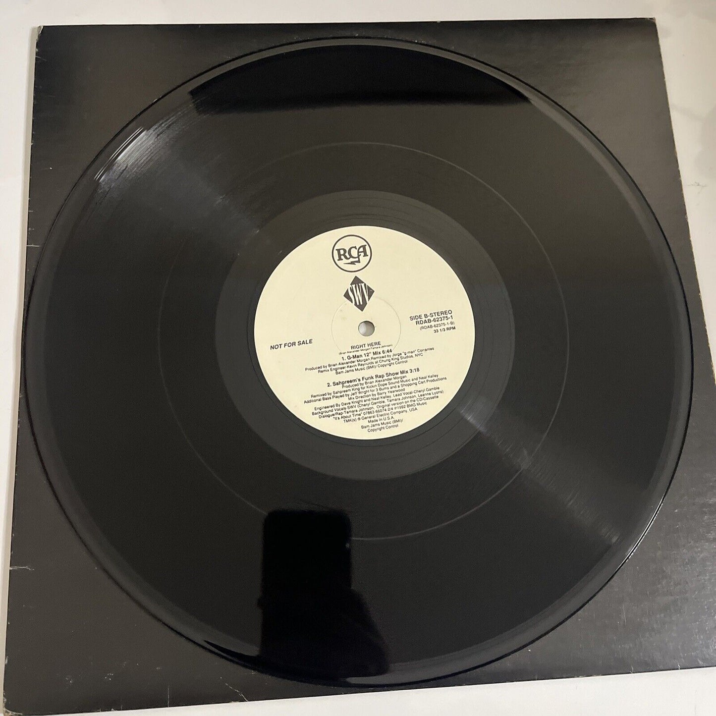 SWV – Right Here (Remixes) 12" Vinyl 1992 Record MCA RDAB-62375-1