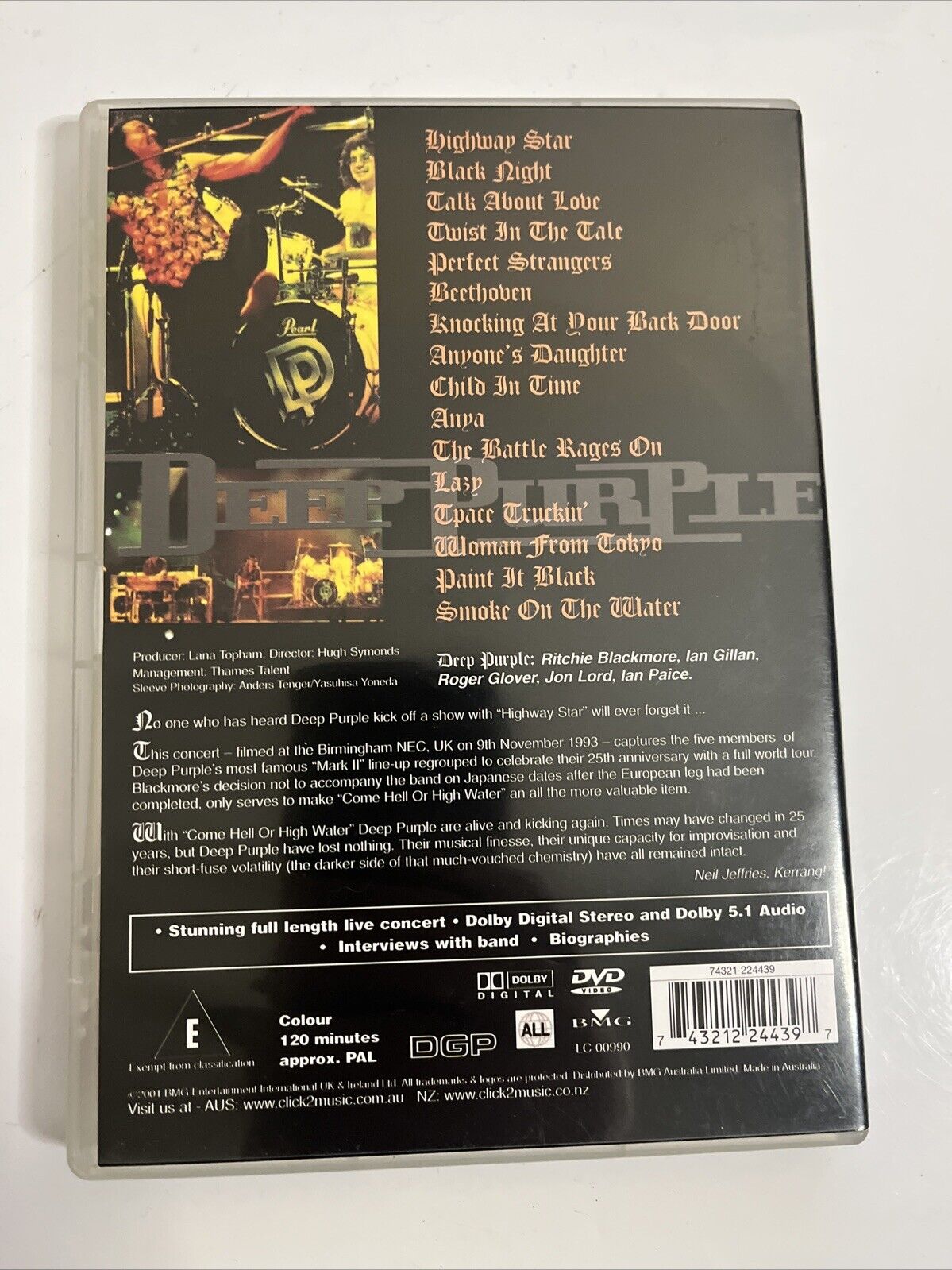 Come Hell or High Water by Deep Purple (DVD, 2001) All Regions