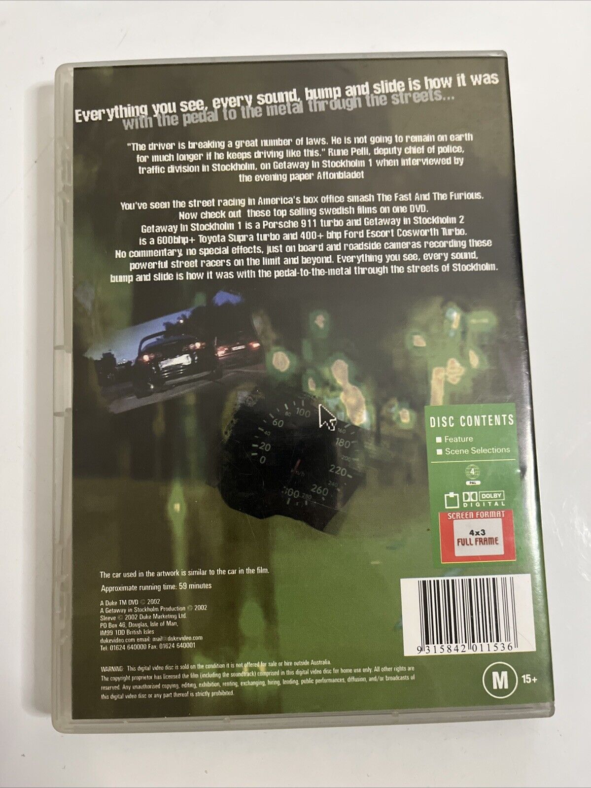 Getaway in Stockholm (DVD, 2002) Street Racing Region 4