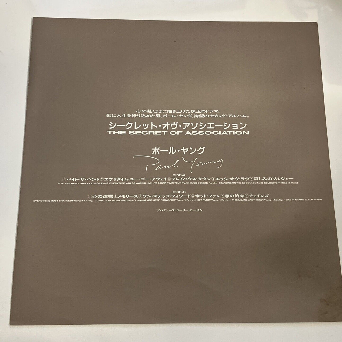 Paul Young – The Secret Of Association LP 1985 Vinyl Promo Epic Record 28-3P-600