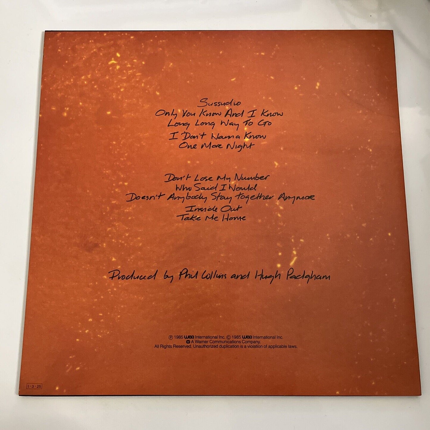 Phil Collins – No Jacket Required 1985 LP Vinyl Record WEA P-13077