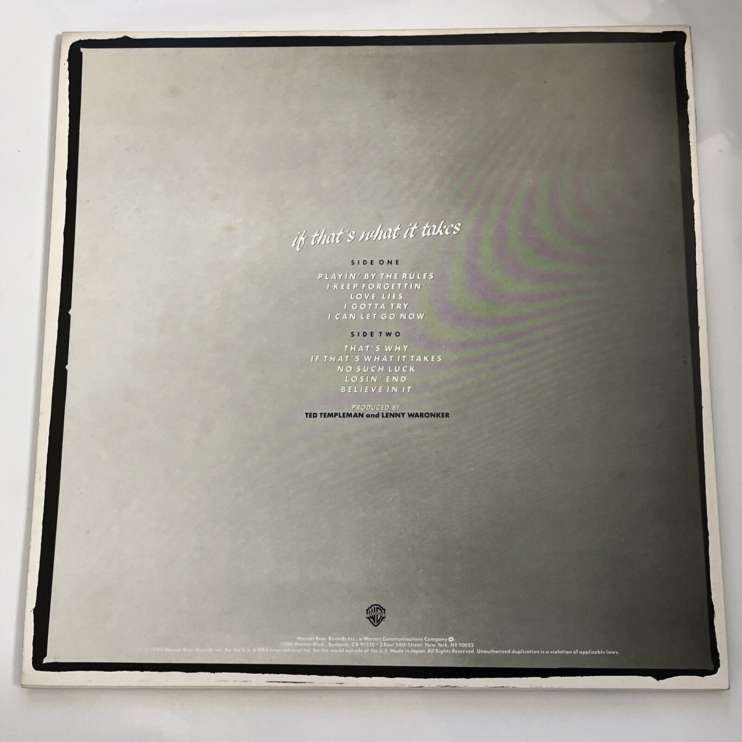 Michael McDonald – If That's What It Takes 1982 LP Vinyl Warner Bros P-11238