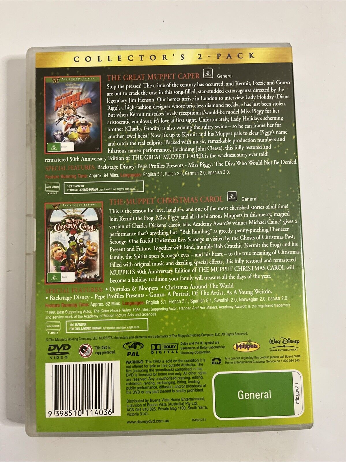 The Great Muppet Caper / The Muppet Christmas Carol (DVD, 1980) Region 4