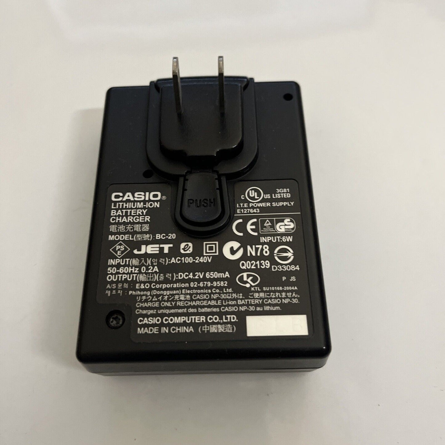 Genuine Casio Rapid Camera Battery Charger BC-20 for NP-30 NP-30DBA QV-R3 QV-R4