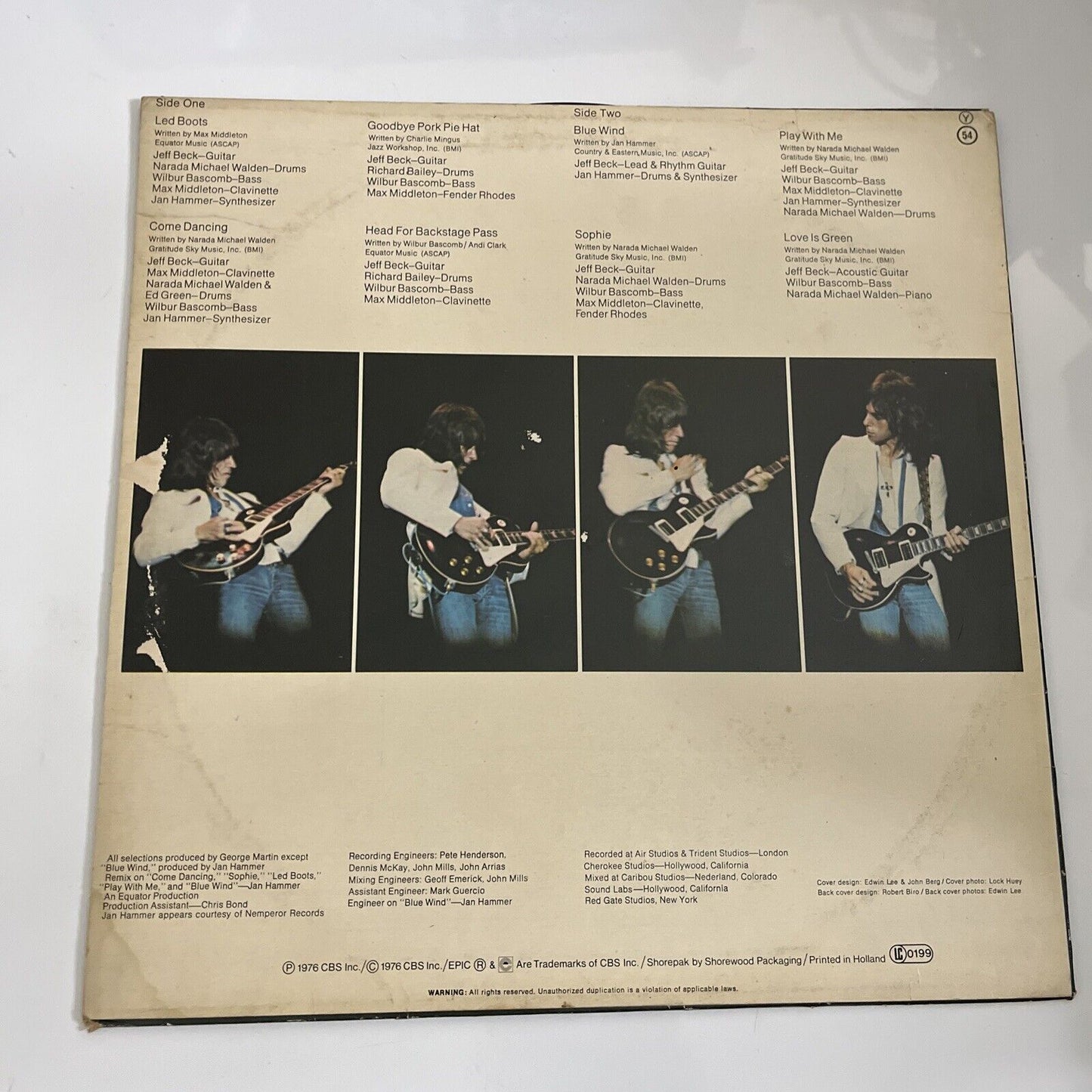 Jeff Beck – Wired 1976 LP Vinyl Record Epic EPC 86012