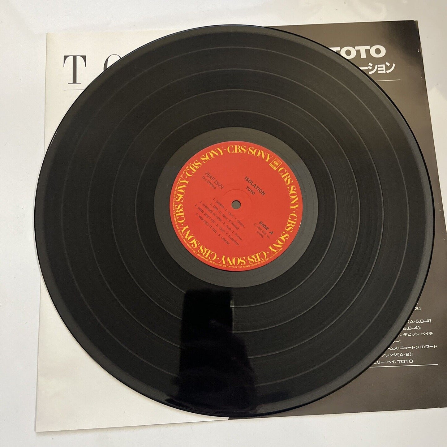 Toto – Isolation 1984 LP Vinyl CBS Sony Records 28AP 2929