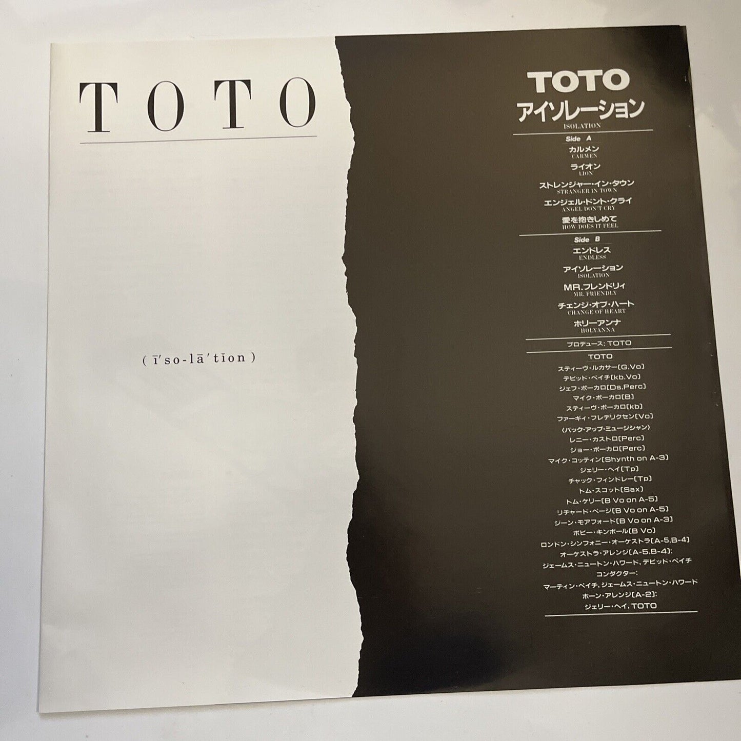 Toto – Isolation 1984 LP Vinyl CBS Sony Records 28AP 2929