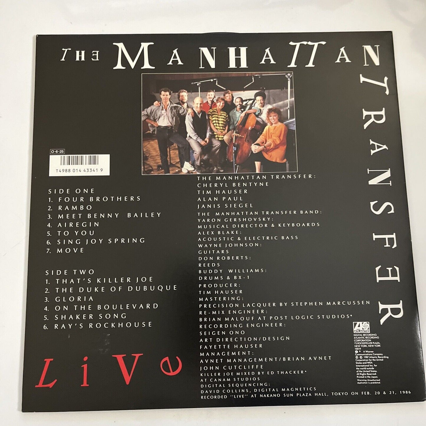 The Manhattan Transfer – Live 1987 Limited Edition LP Vinyl Record P-13430