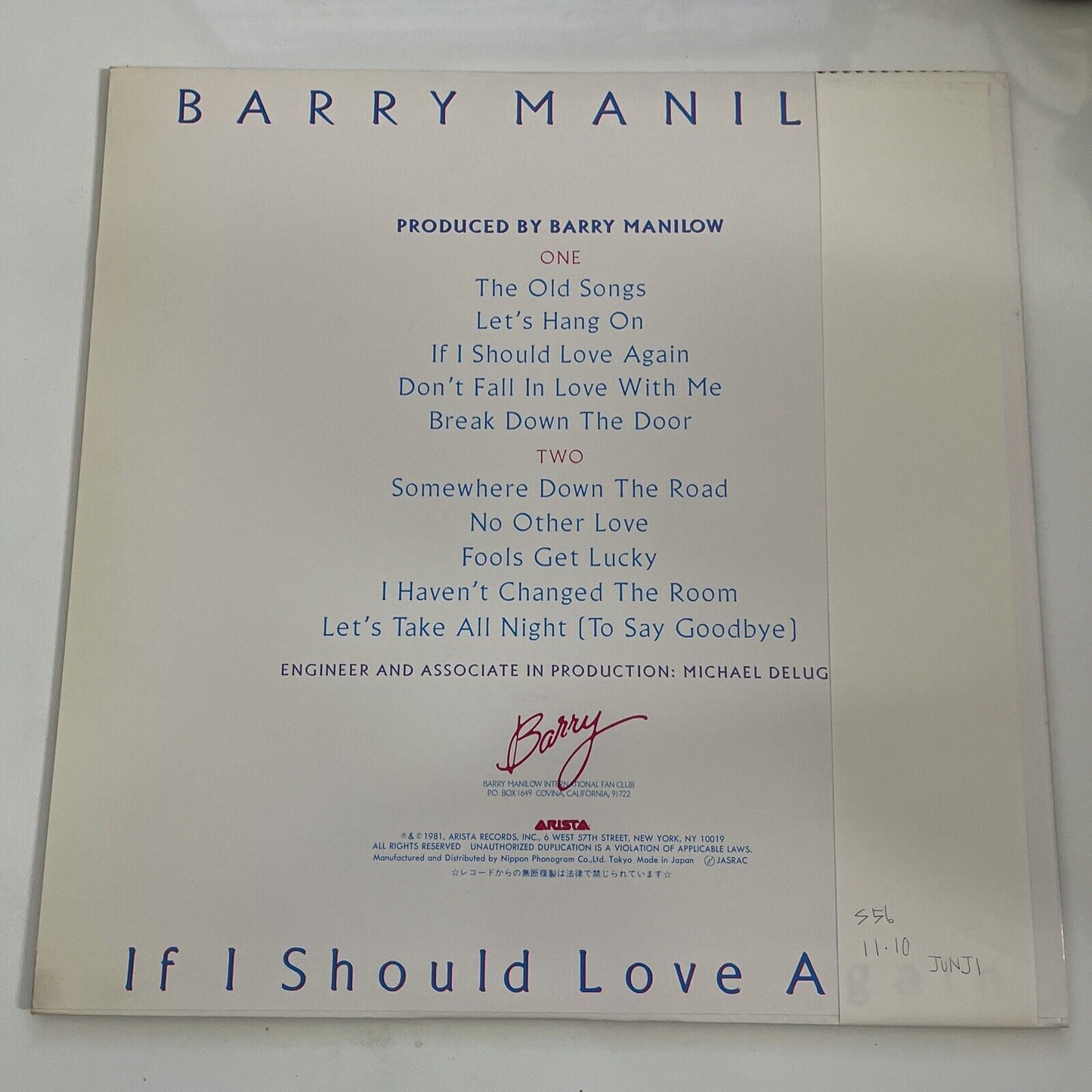 Barry Manilow – If I Should Love Again 1982 LP Vinyl Record Obi Japan 20RS-17