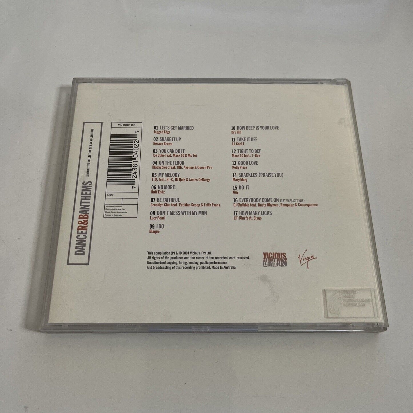 DanceR&BAnthems: A Definitive Collection Of R&B Volume One (CD, 2001)