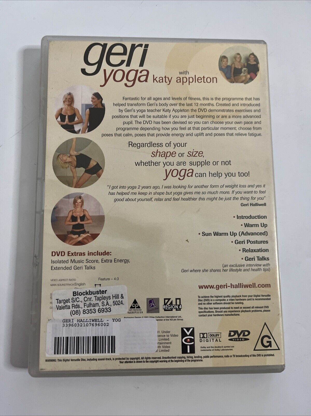 Geri Yoga (DVD, 2001) Katy Appleton, Geri Halliwell  Region 4