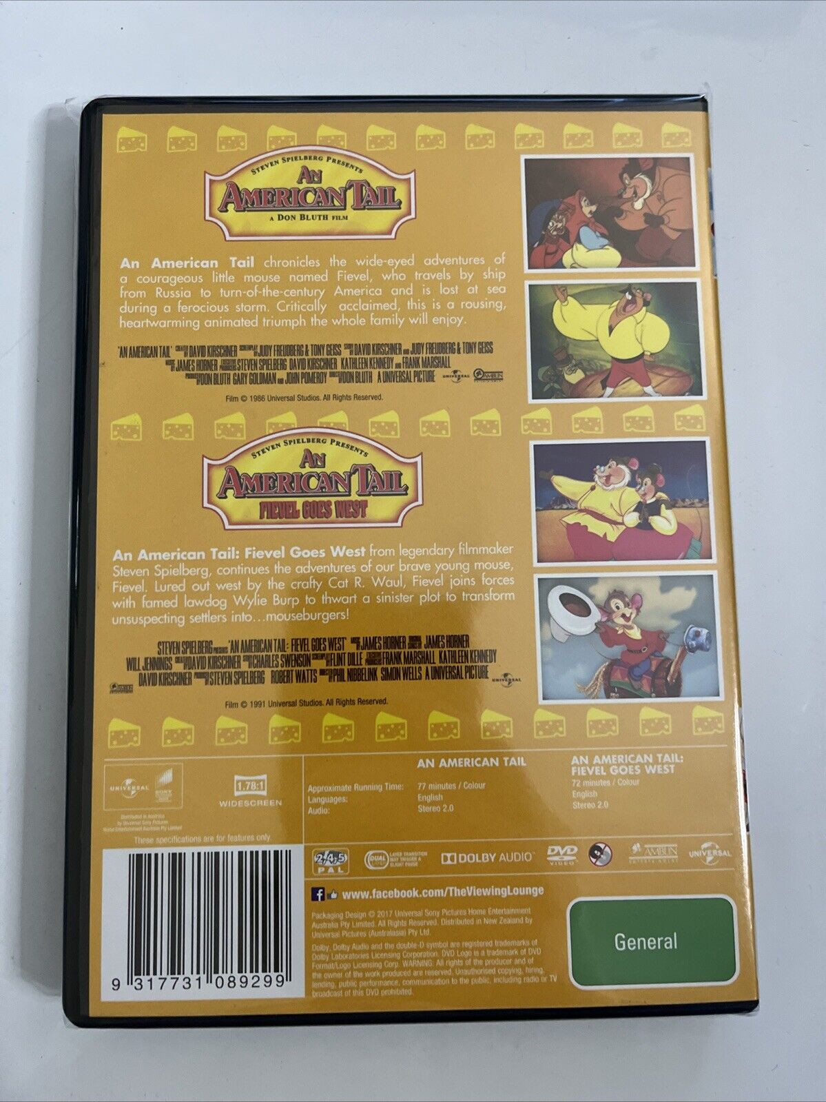 An American Tail / An American Tail Fievel Goes West (DVD, 2017) Region 4  NEW