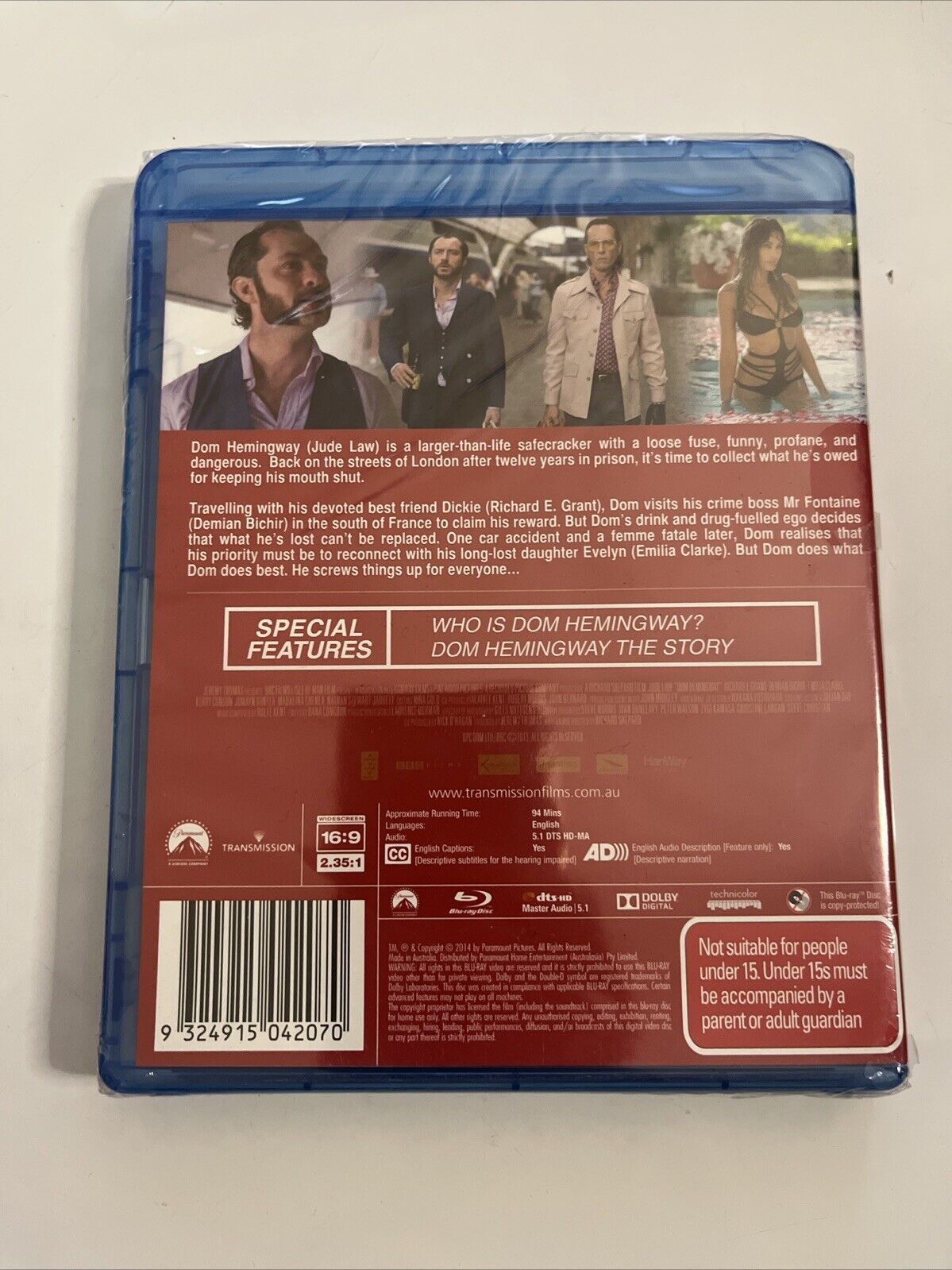 Dom Hemingway (Blu-ray, 2013) Jude Law  All Regions  NEW