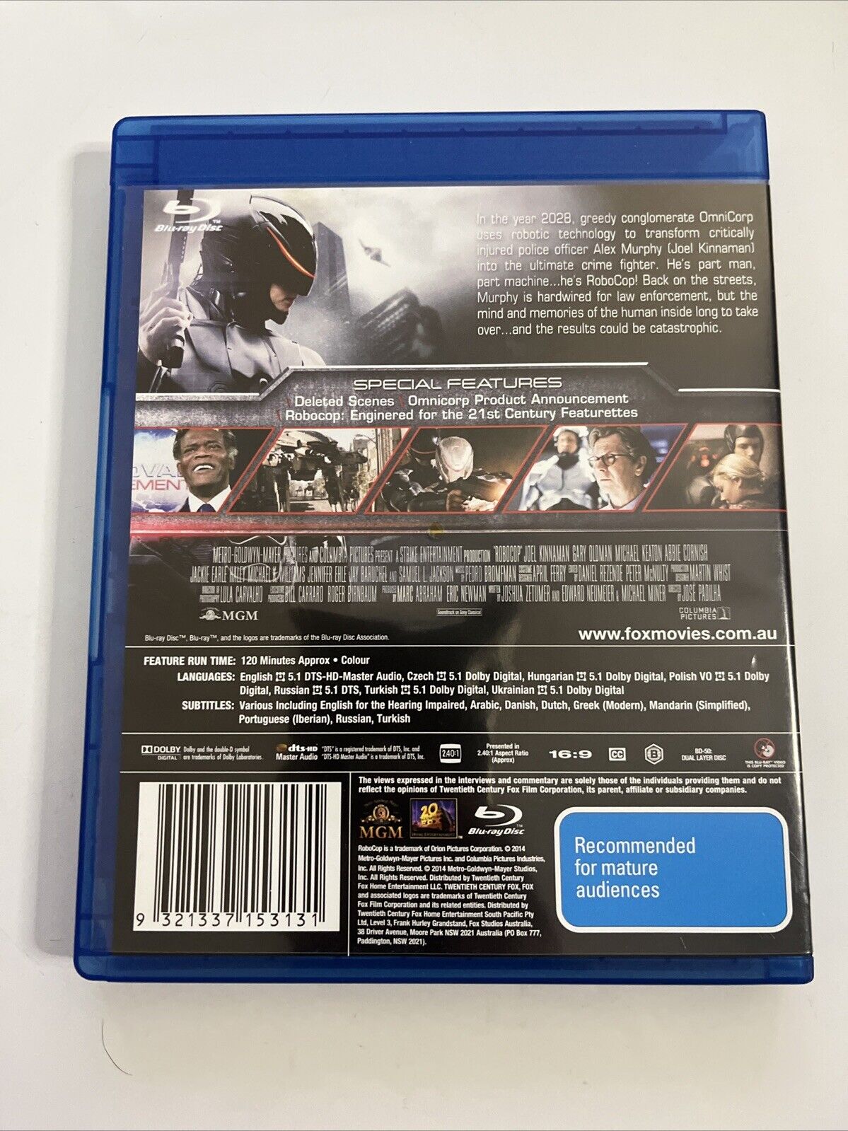Robocop (Blu-ray, 2014) Joel Kinnaman, Gary Oldman, Michael Keaton Region B