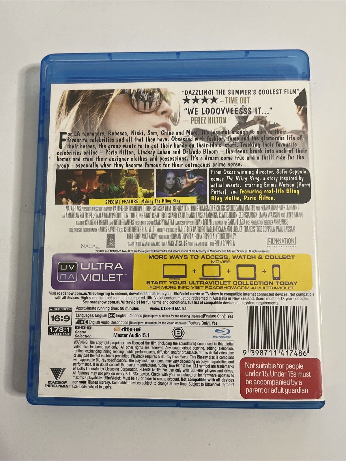 The Bling Ring (Blu-ray, 2013) Emma Watson, Paris Hilton, Lindsay Lohan Region B