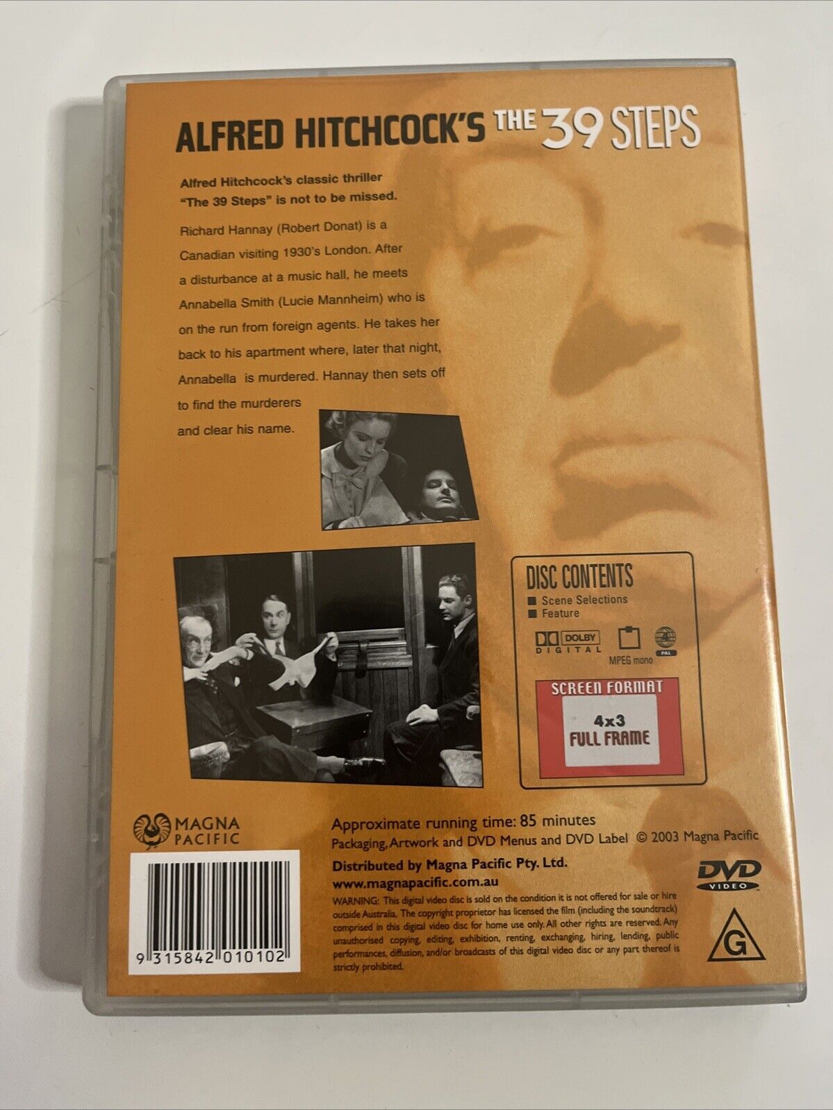 The 39 Steps (DVD, 1935) Alfred Hitchcock Thriller Film  Region 4