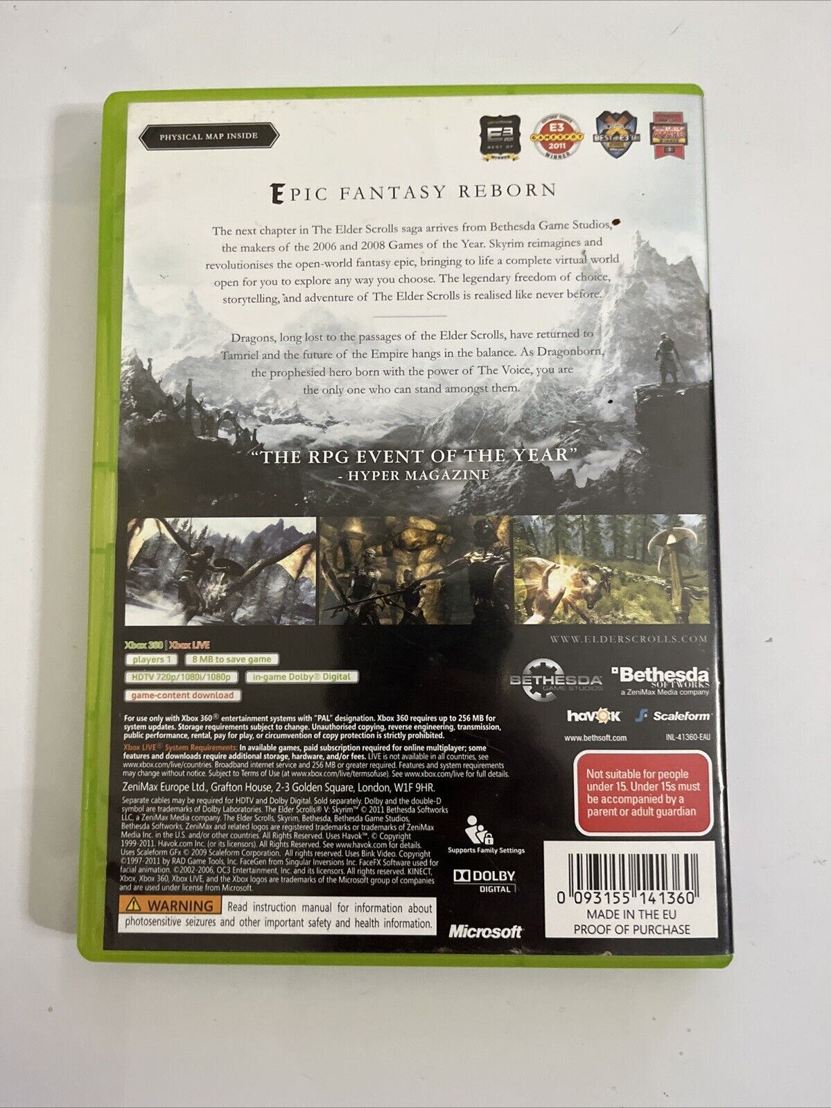 The Elder Scrolls V Skyrim  Microsoft XBOX 360 PAL RPG Game