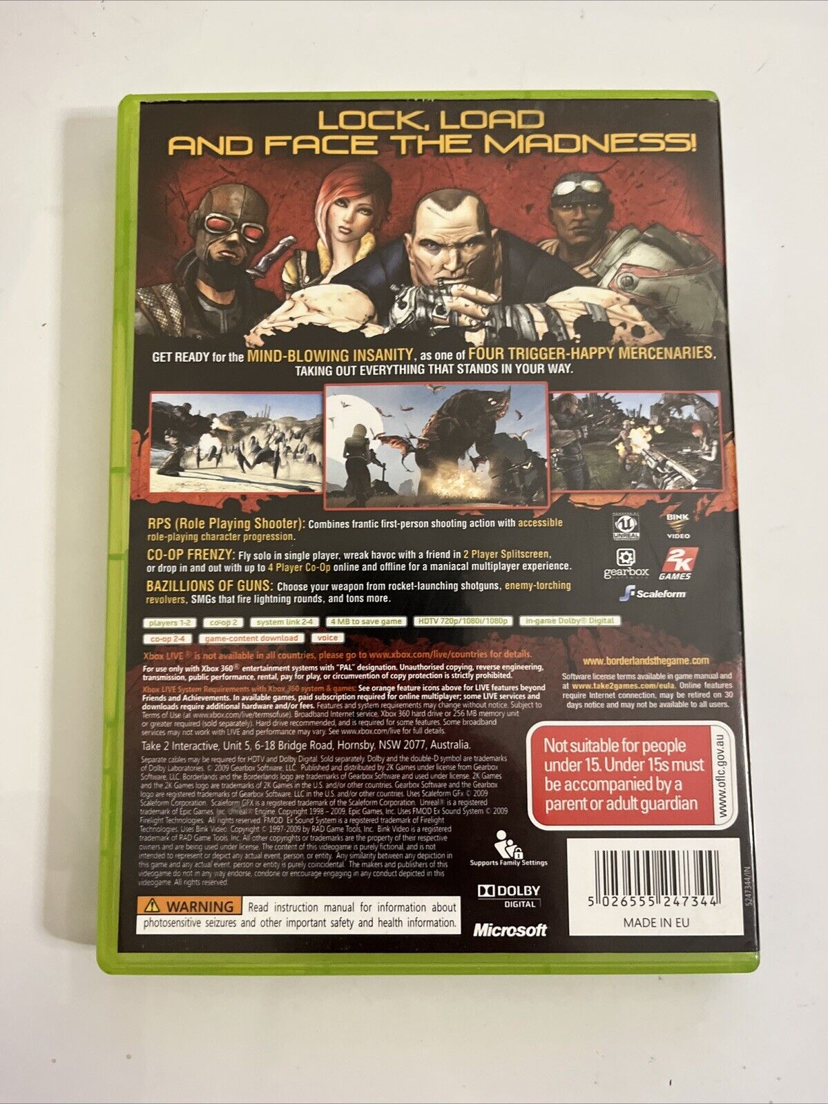 Borderlands Microsoft XBOX 360 PAL FPS Shooter 2009 Game