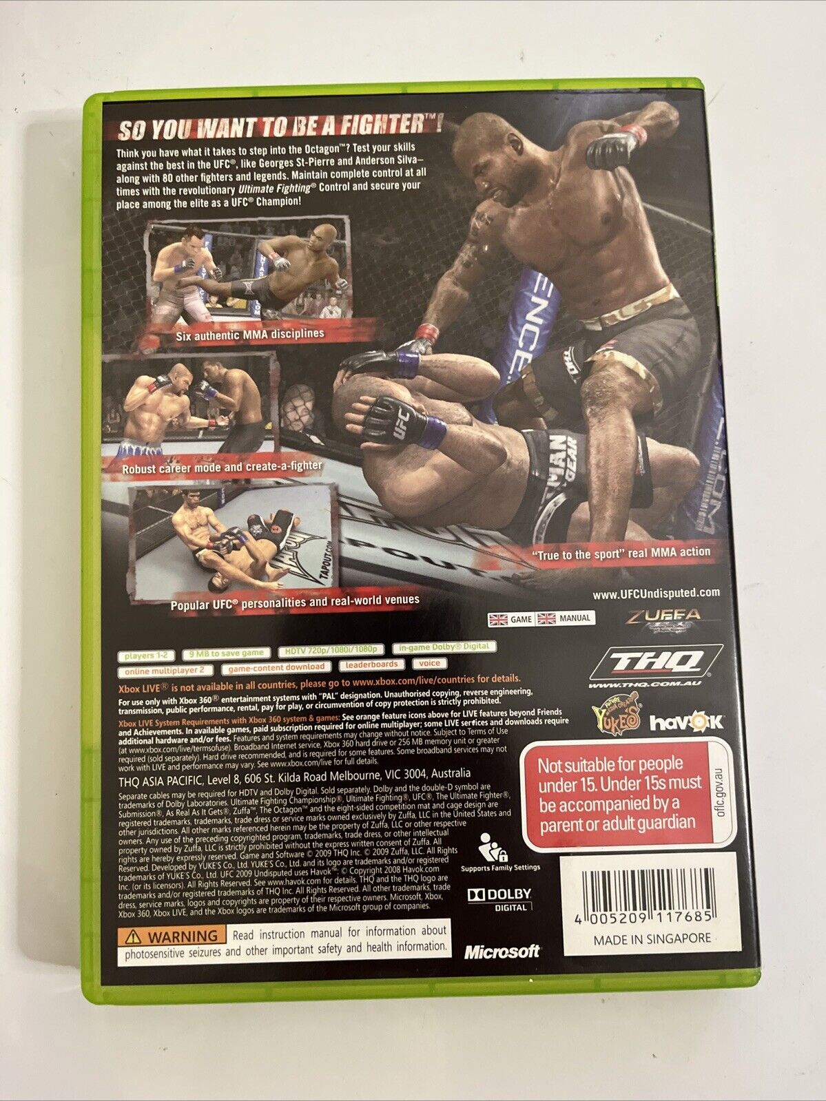 UFC 2009 Undisputed  Microsoft XBOX 360 PAL Game Complete