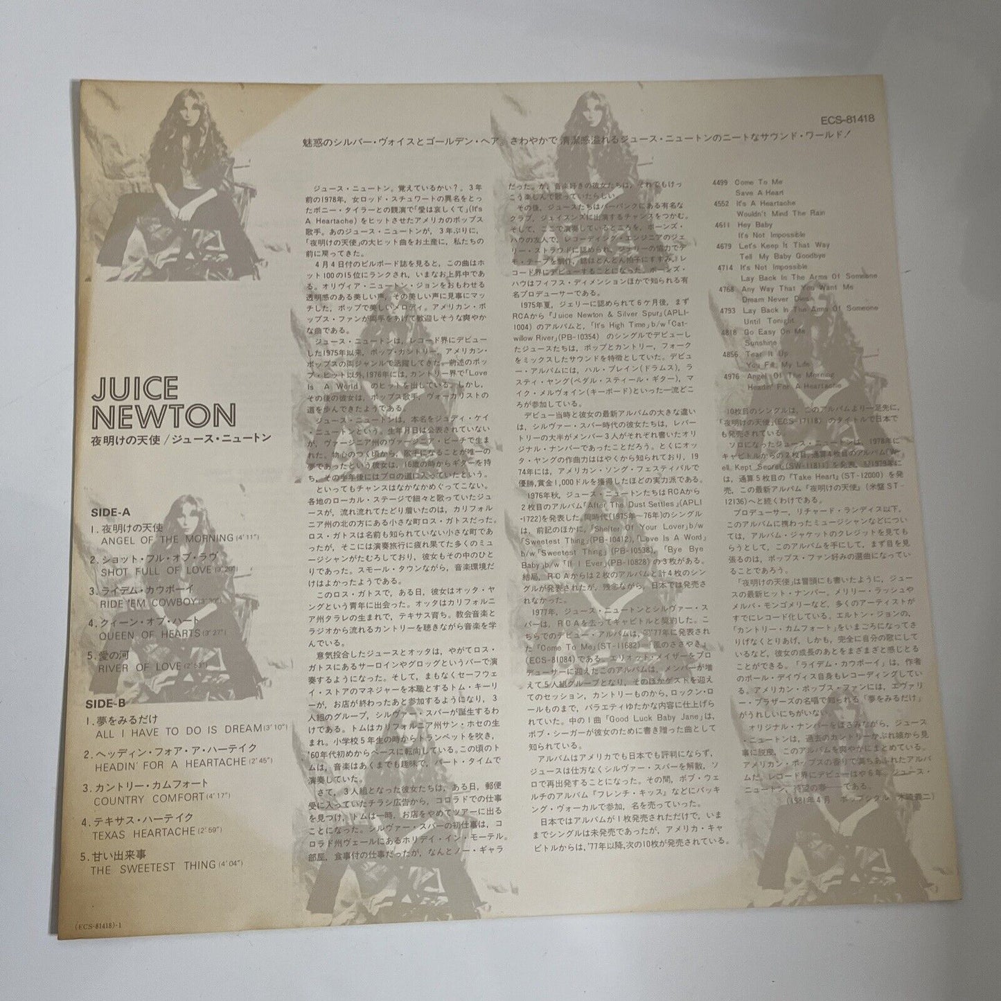 Juice Newton – Juice 1981 LP Vinyl Record Obi Japan Capitol Records ECS-81418