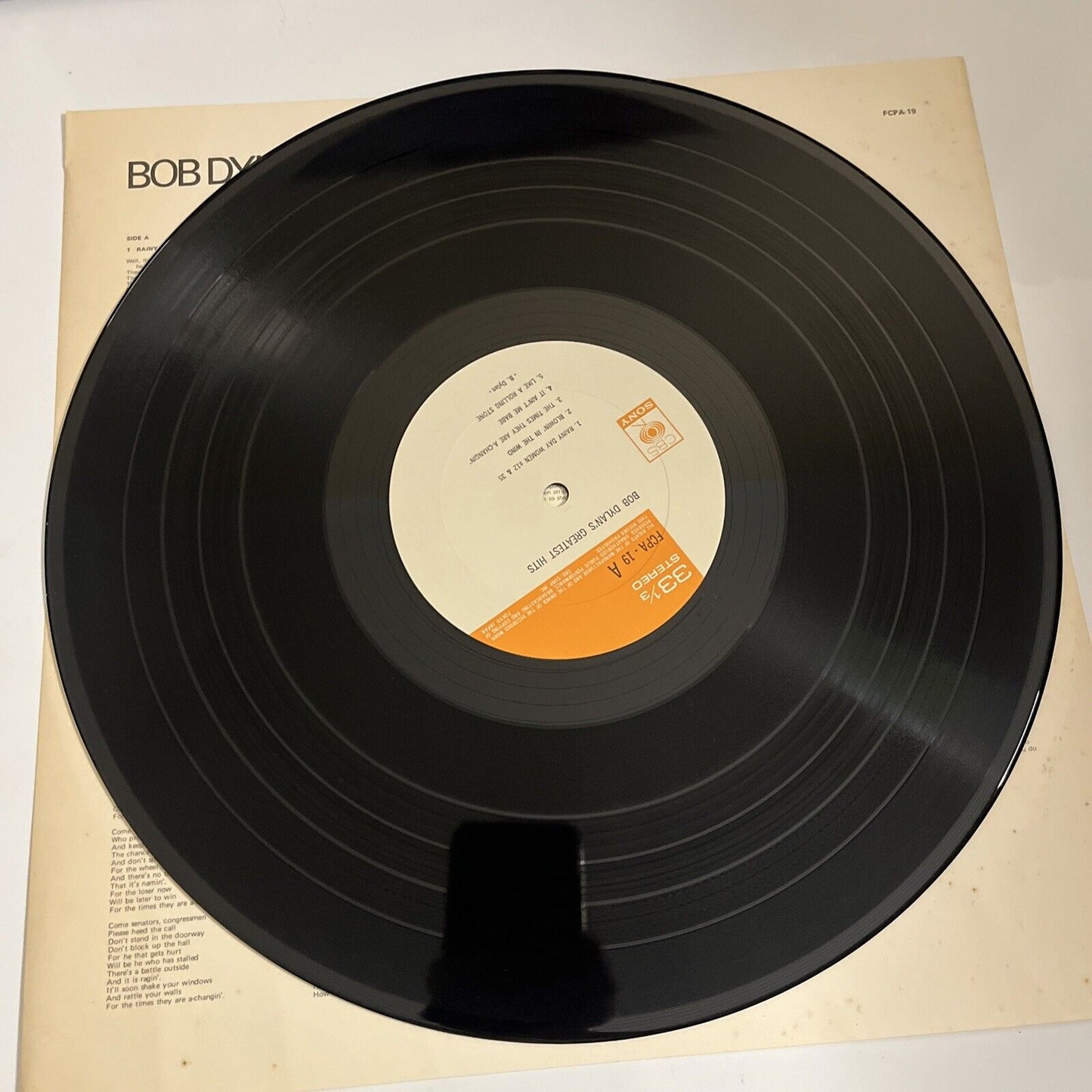 Bob Dylan's Greatest Hits 1978 LP Vinyl Record FCPA-19