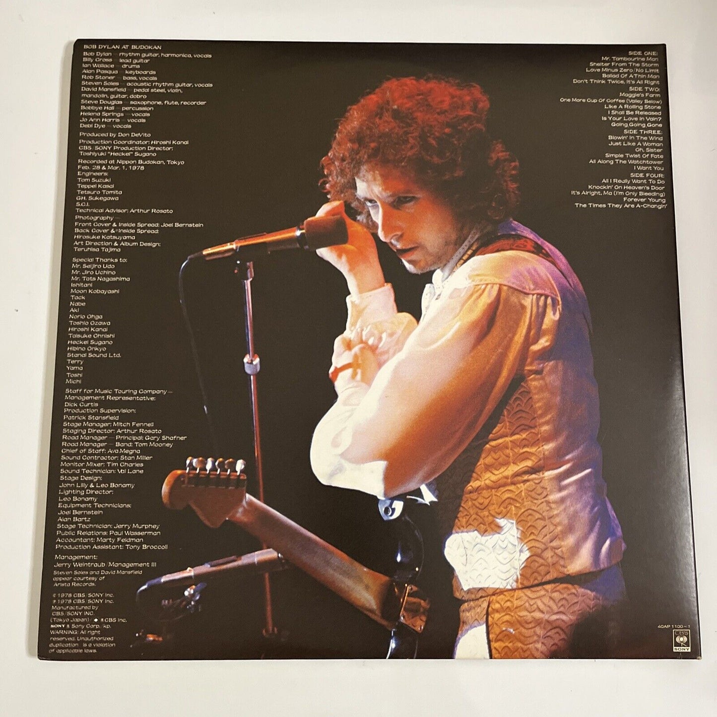 Bob Dylan At Budokan 1978 2x LP Vinyl Record Gatefold Obi Japan 40AP 1100~1