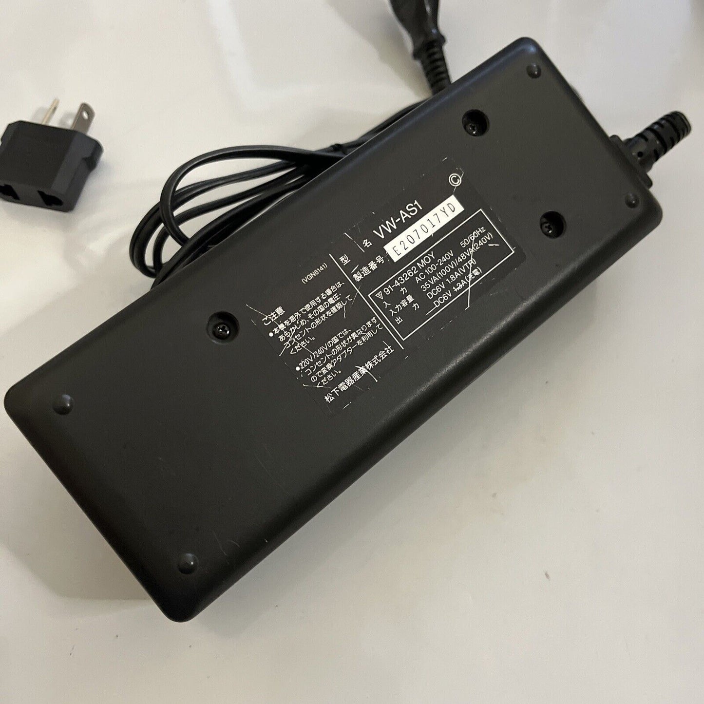 Genuine Panasonic Video AC Adaptor VW-AS1 for Video 8 Hi8 Camcorder NV-G202 NV-G