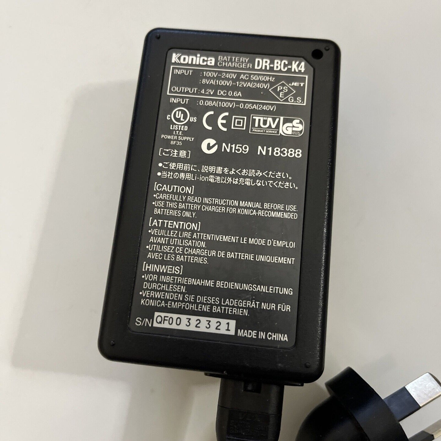 Genuine Konica Camera Battery Charger DR-BC-K4 For DR-LB4 Batteries