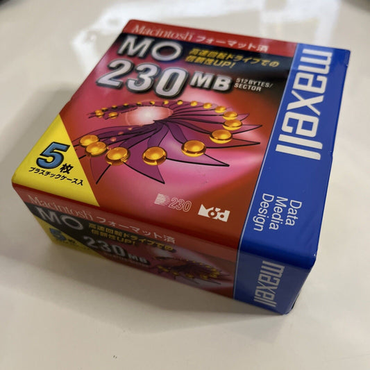 Maxwell MO 230MB Magnetic Optical 5 Pack Made In Japan NEW Sealed
