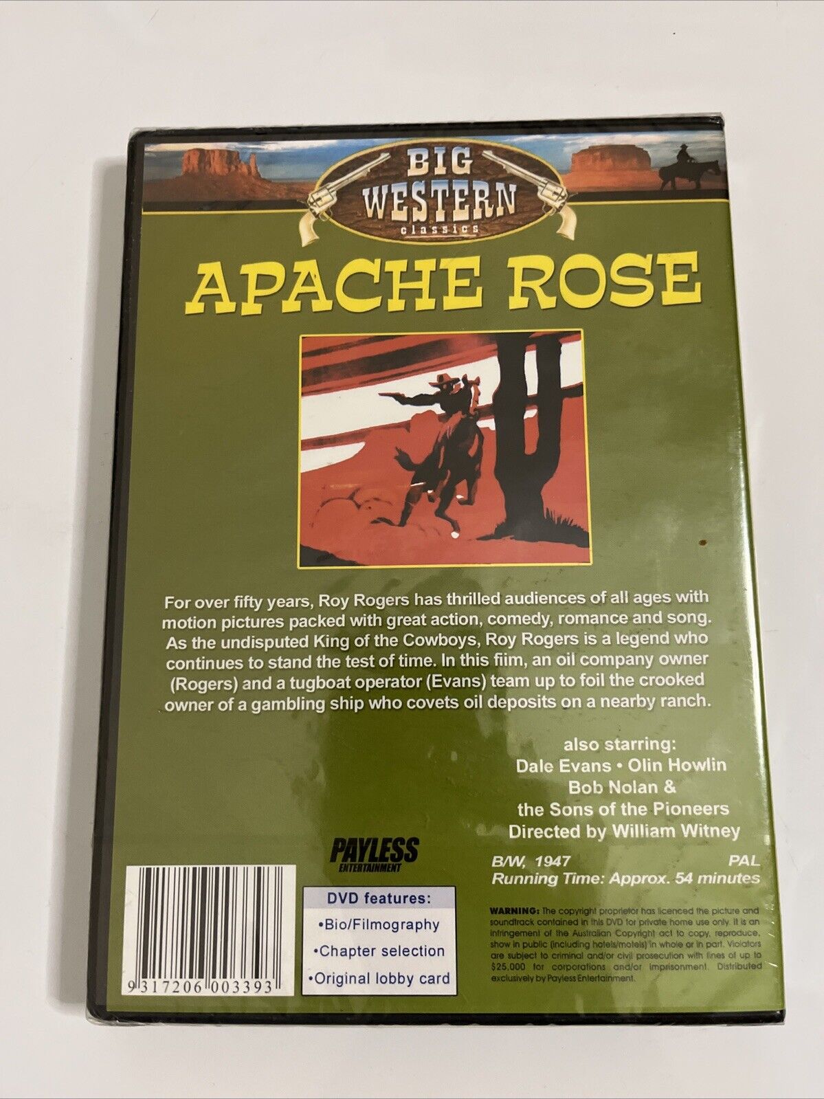 Apache Rose (DVD, 1947) Roy Rogers All Regions  NEW Sealed