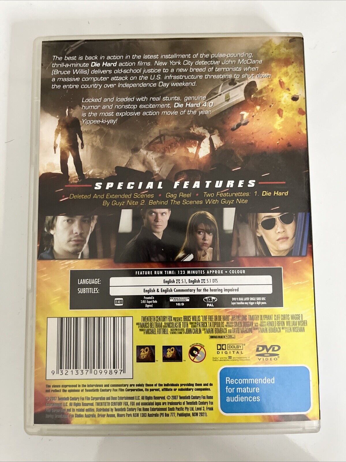 Die Hard 4.0 (DVD, 2007) Bruce Willis Region 4