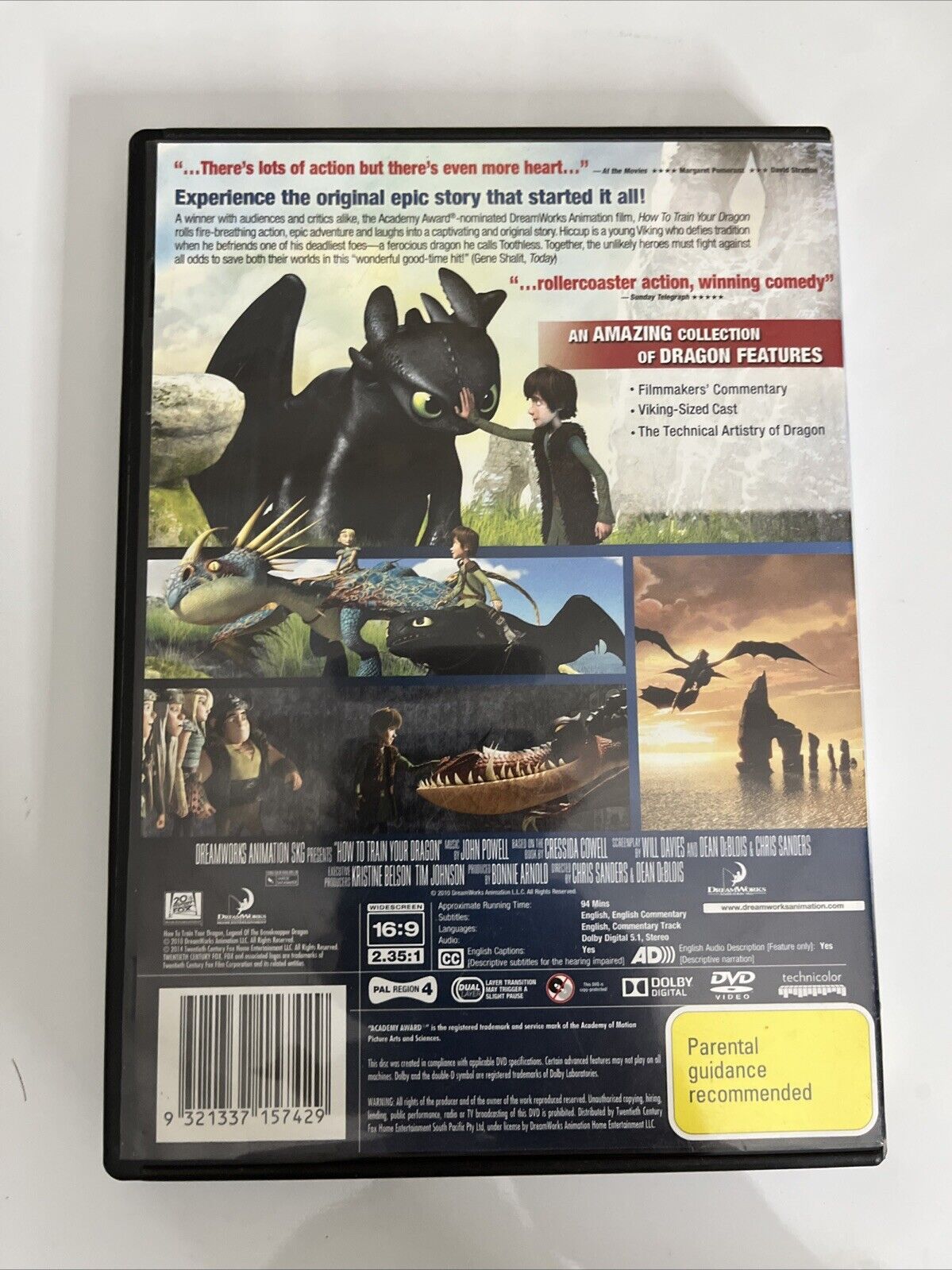 How to Train Your Dragon (DVD, 2010) Animated Film Region 4