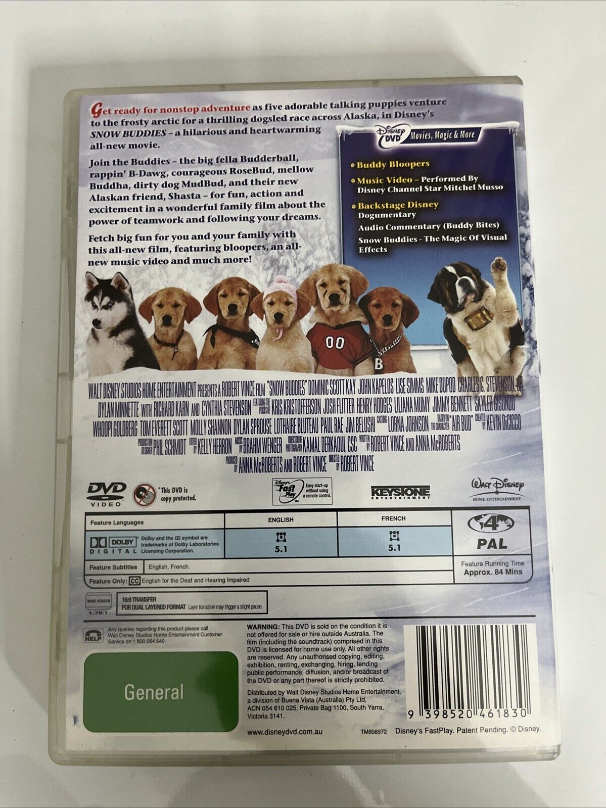Snow Buddies (DVD, 2008) James Belushi Disney Family Film Region 4