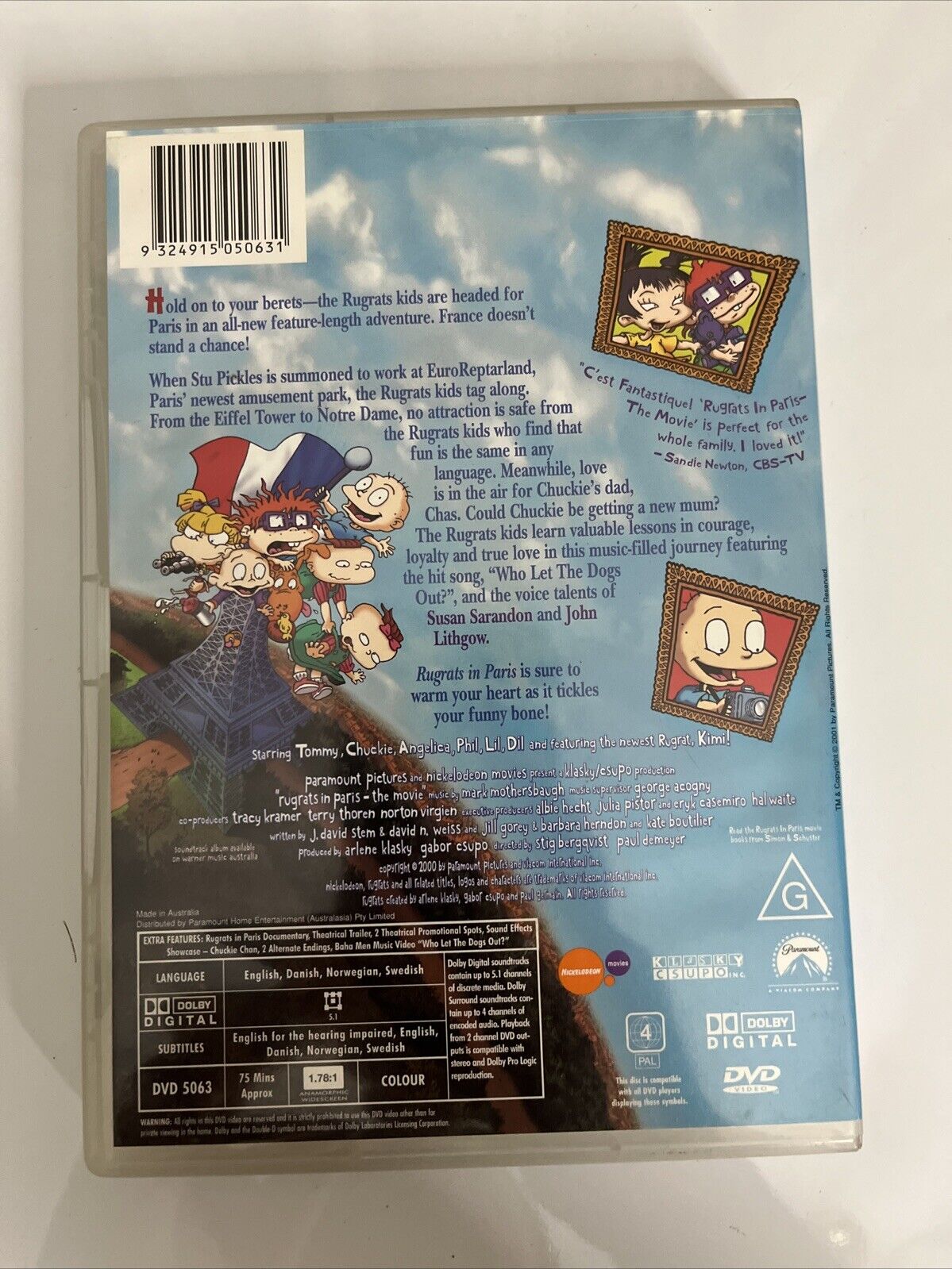 Rugrats in Paris The Movie (DVD, 2000) Region 4