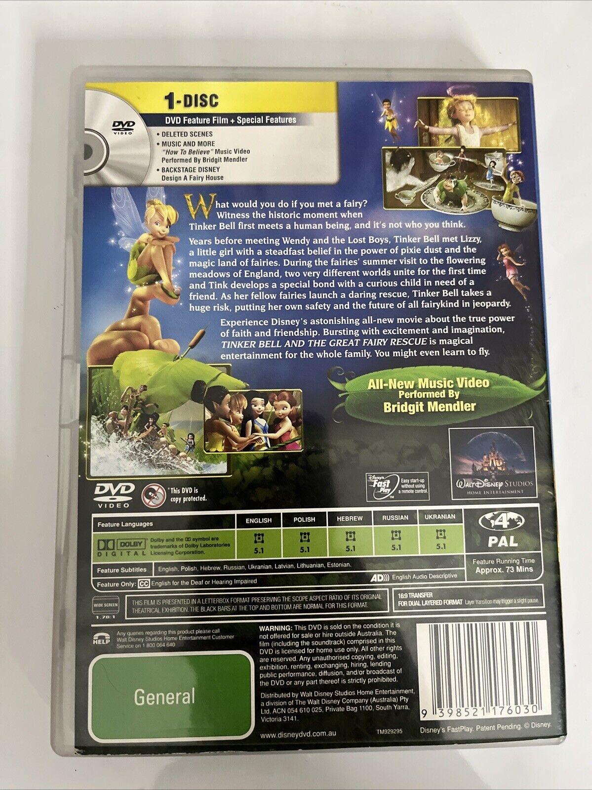 Tinker Bell and the Great Fairy Rescue (DVD, 2010) Animated Disney Film Region 4