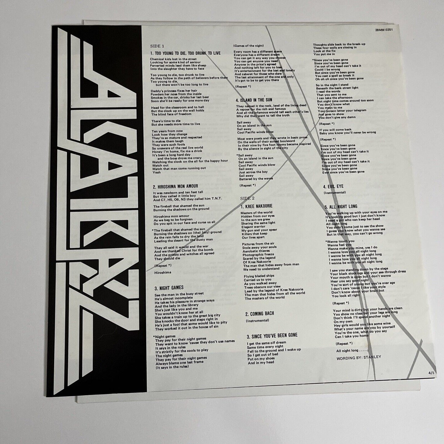 Live Sentence by Alcatraz 1984 LP Vinyl Record Obi JAPAN + Poster Polydor