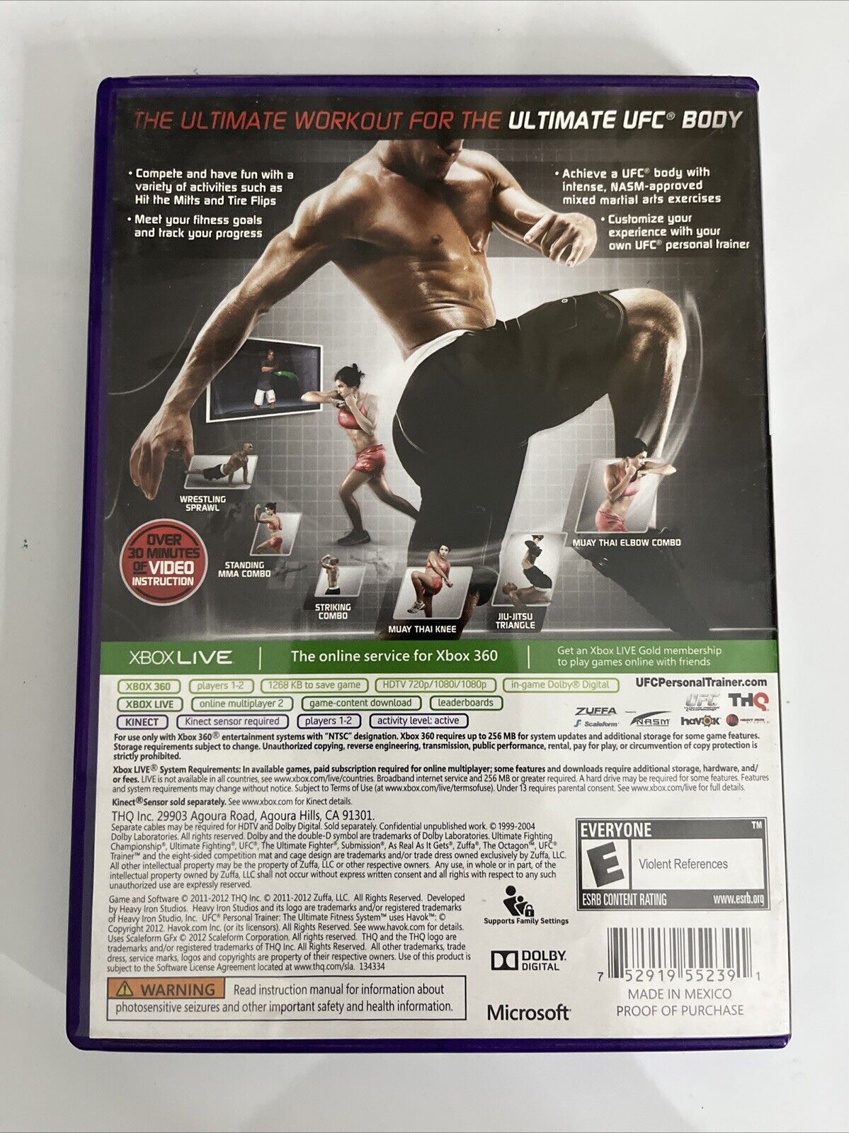 UFC Trainer: Ultimate Fitness System Microsoft XBOX 360 PAL 2012 Game Complete