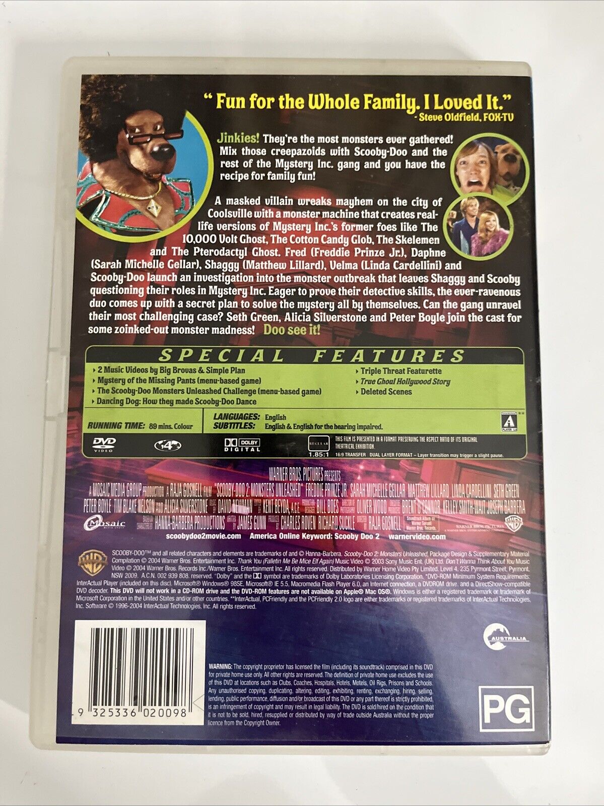 Scooby Doo 2 Monsters Unleashed (DVD, 2003) Region 4