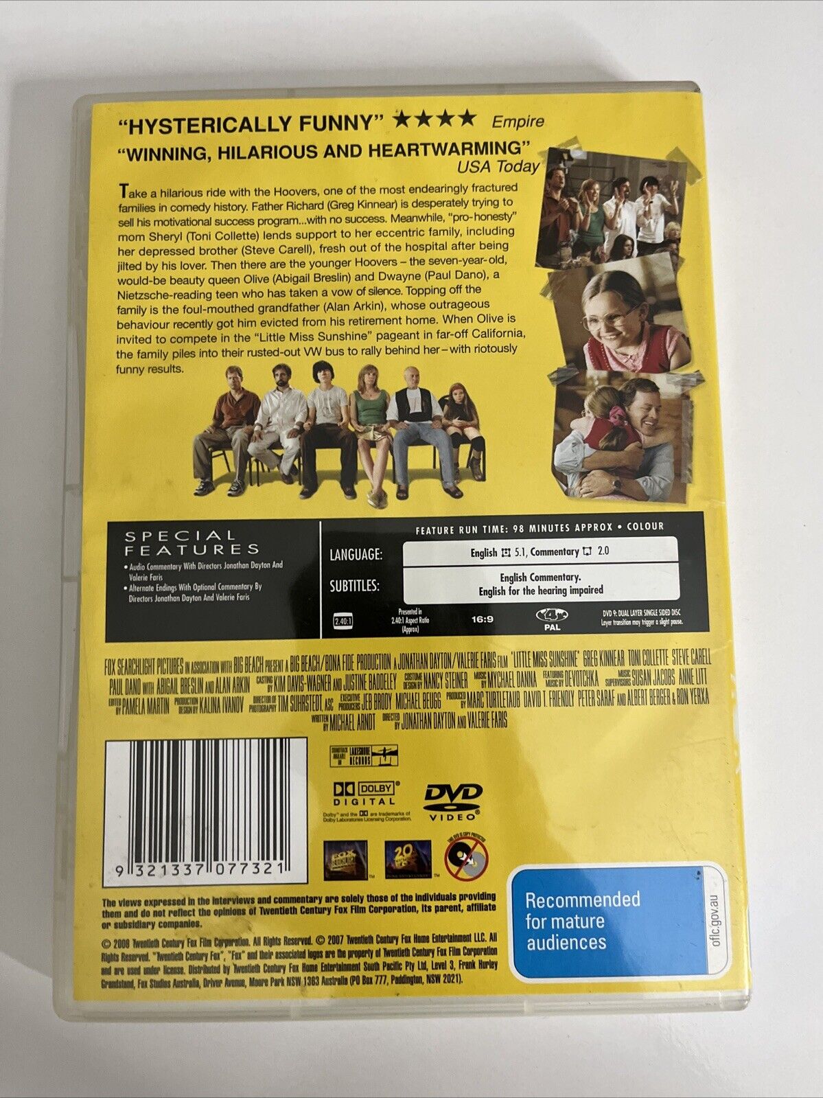 Little Miss Sunshine (DVD, 2006) Toni Collette, Greg Kinnear, Steve Carell Reg4