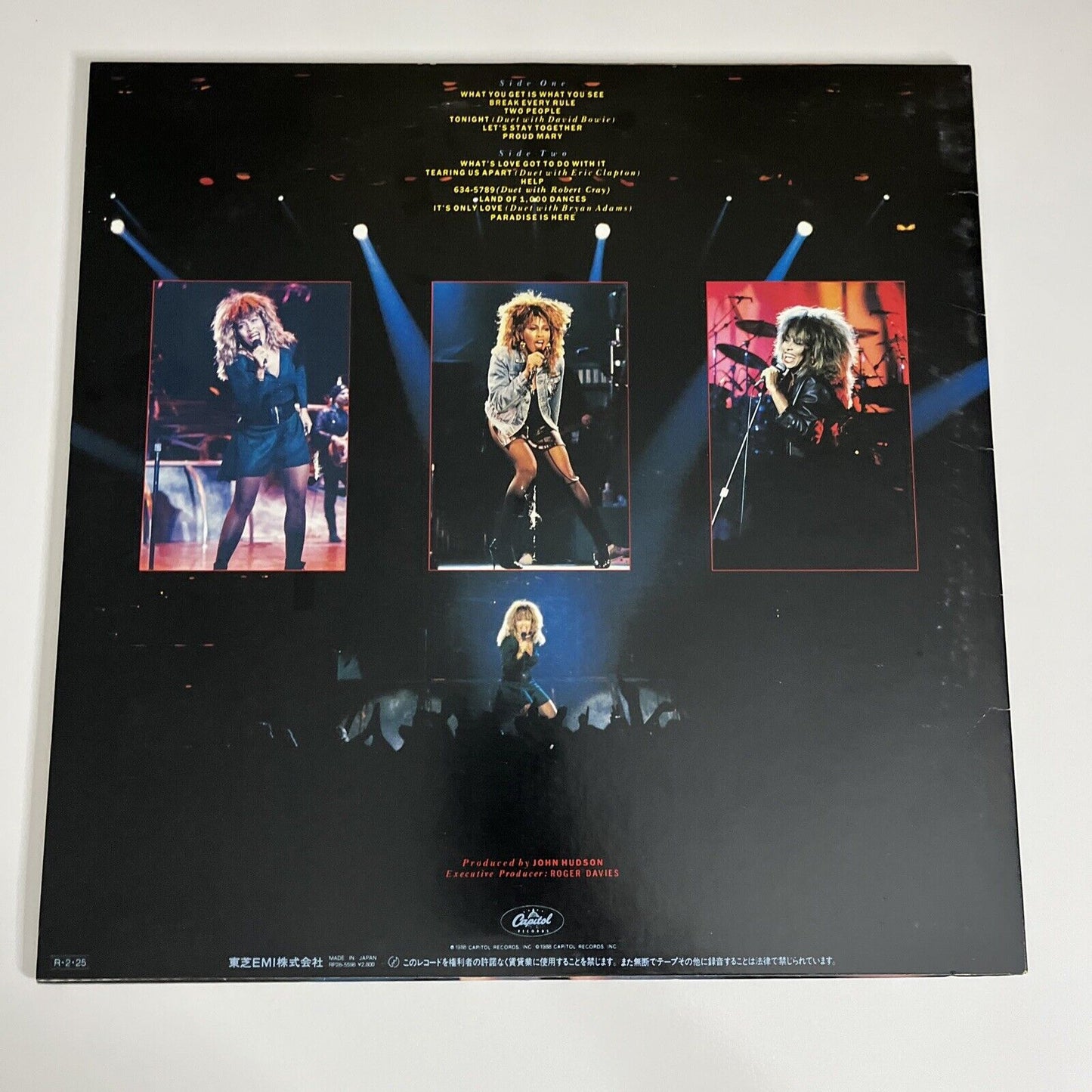 Tina Turner – Tina Live 1988 LP 12" Vinyl Record Capitol Records RP28-5598