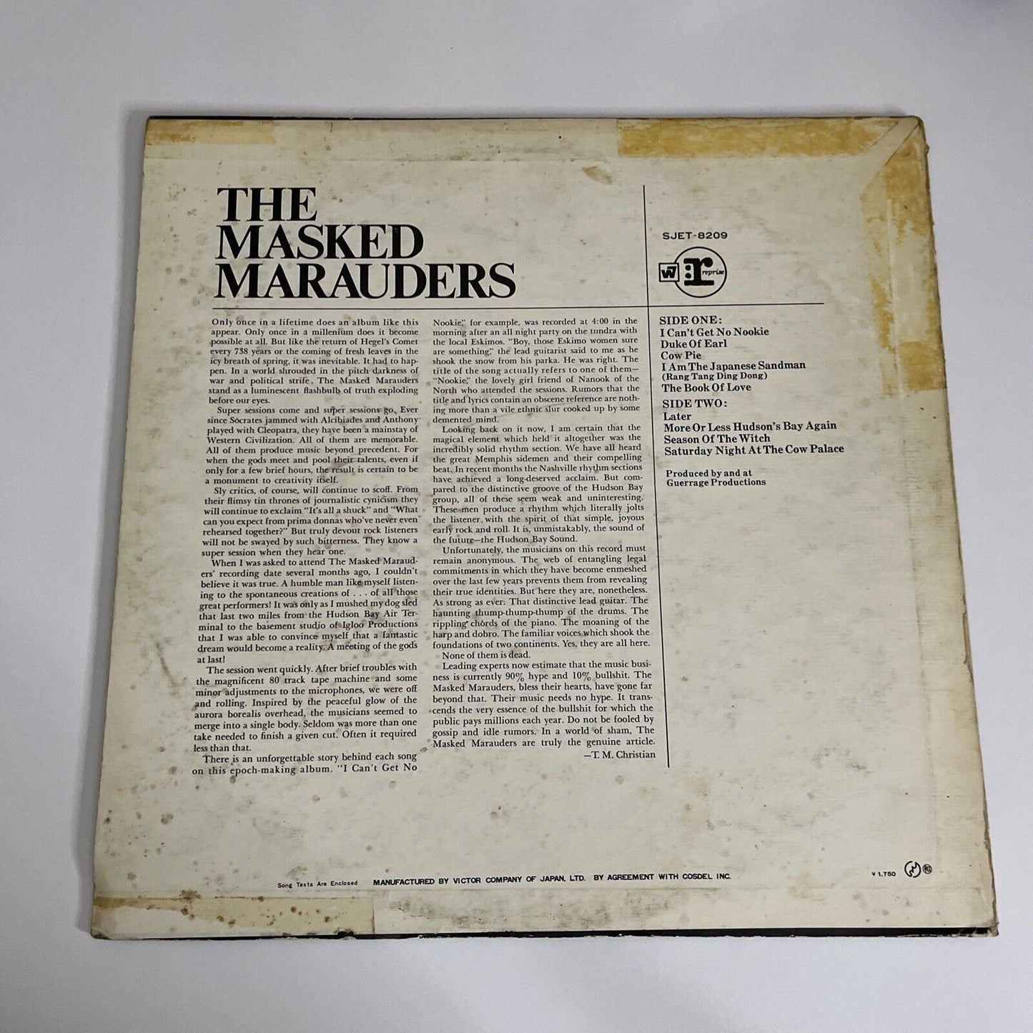 The Masked Marauders 1969 LP 12" Vinyl Record Reprise Records SJET-8209