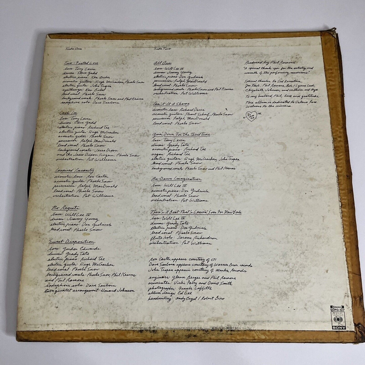 Phoebe Snow – Second Childhood 1976 LP Vinyl 12" Record Album SOPO-127