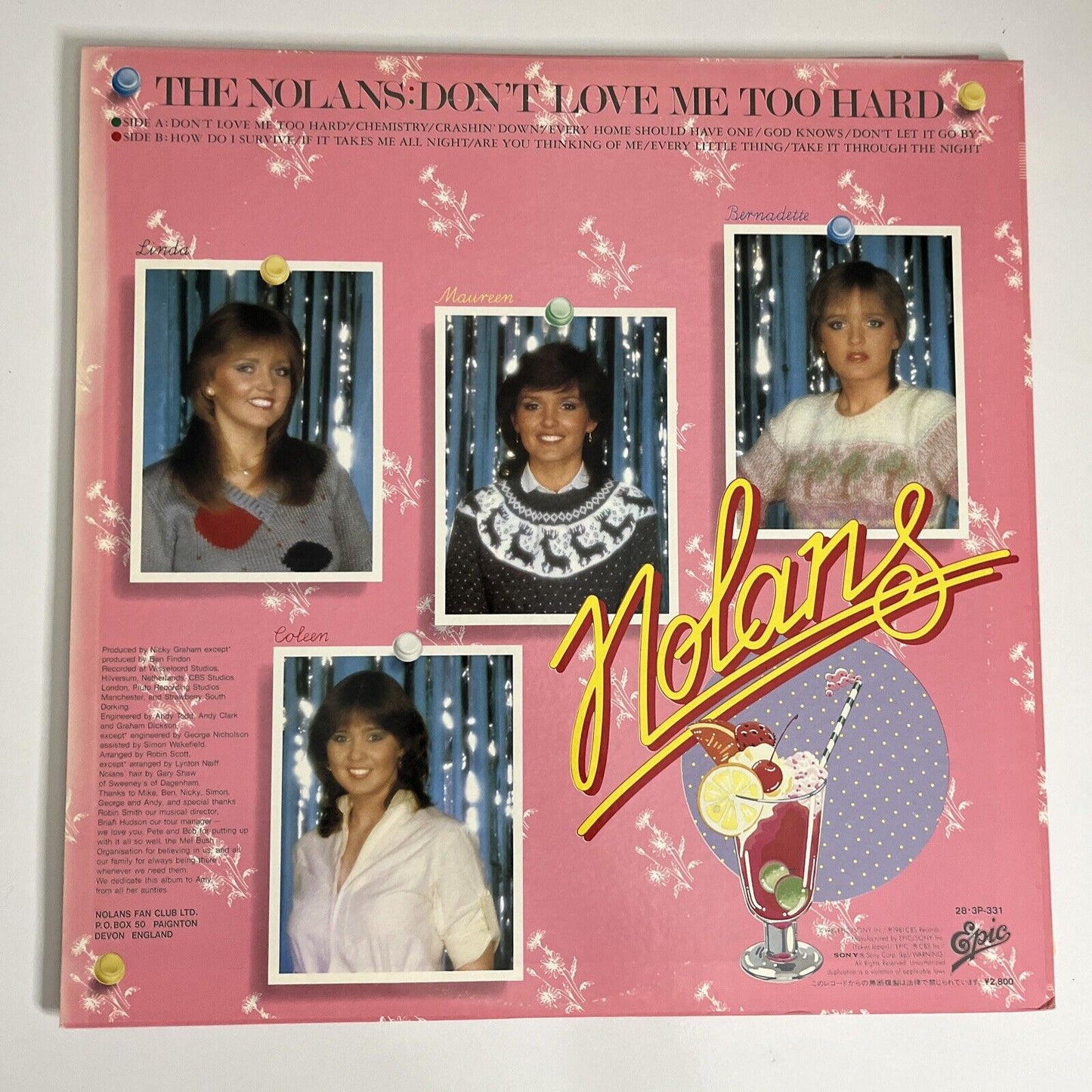 The Nolans – Don’t Love Me Too Hard 12" Vinyl Record 1981 Obi Japan 07-5P-166